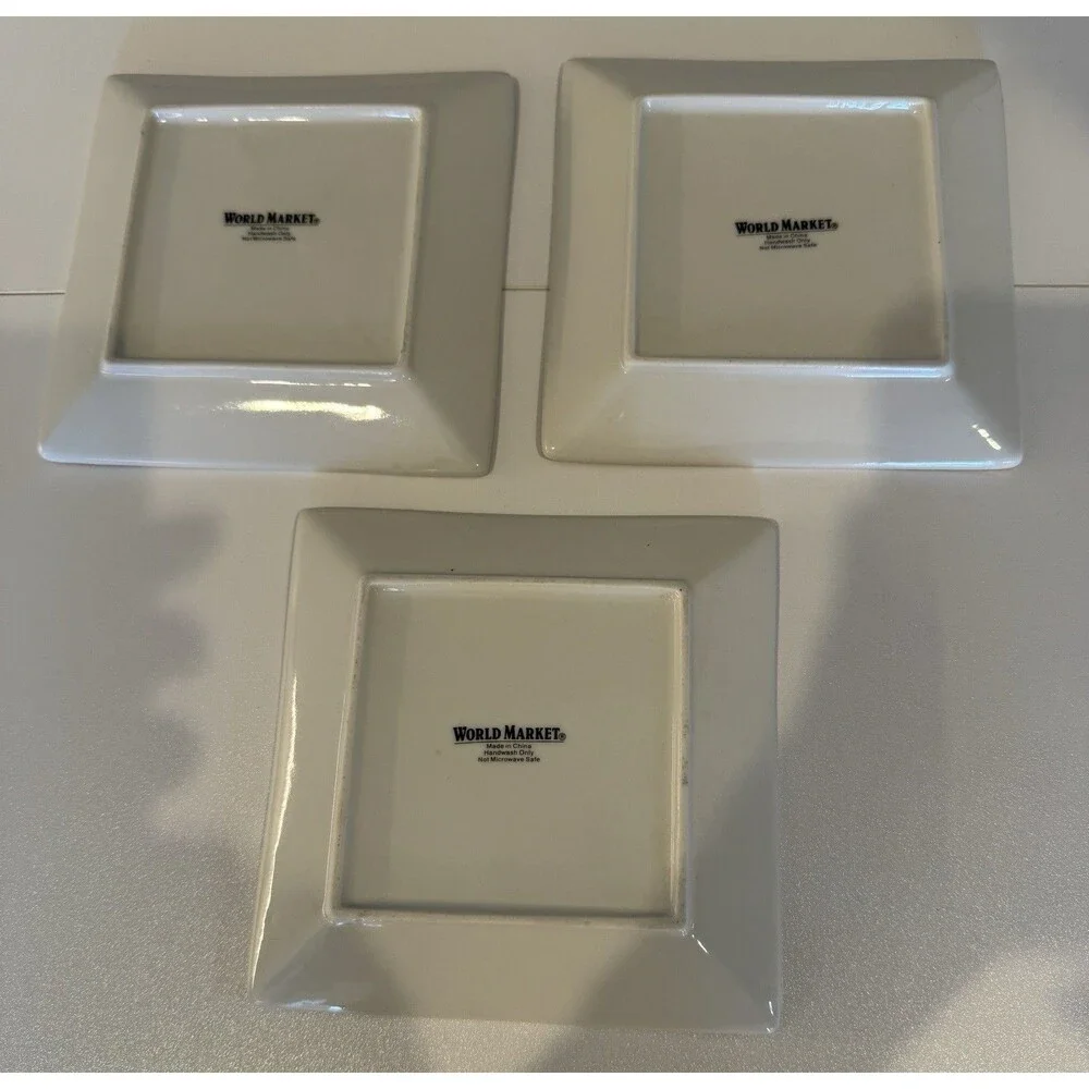 World Market Square Holiday Christmas Appetizer Plates Set Of 3
